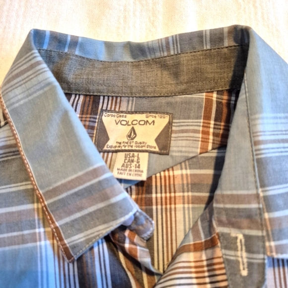 Volcom boys size Large plaid print long sleeve shirt, VGUC - Picture 5 of 6